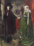 The Italian kopmannen Arnolfini and his youngest wife some nygifta in home in Brugge Jan Van Eyck